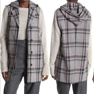 3.1 Phillip lim plaid dropped armhole hooded wool vest oversized, size XS